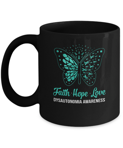 Faith Hope Love Turquoise Butterfly Dysautonomia Awareness Mug Coffee Mug | Teecentury.com