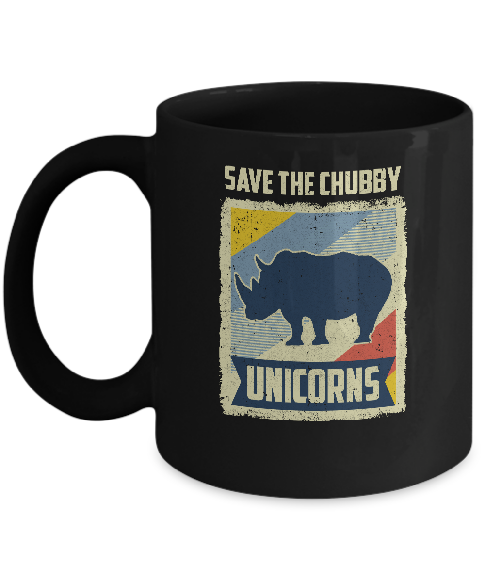 Vintage Retro Save The Chubby Unicorns Rhino Mug Coffee Mug | Teecentury.com