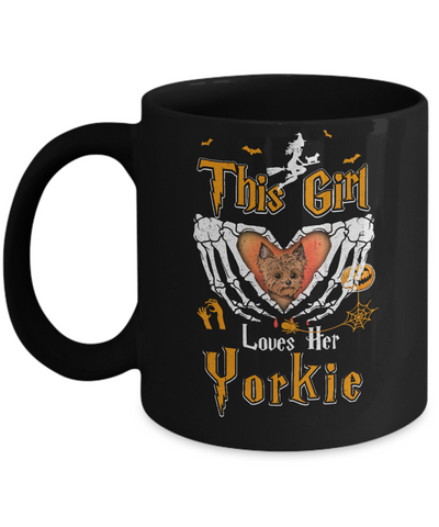 This Girl Love Her Dog Yorkie Halloween Mug Coffee Mug | Teecentury.com