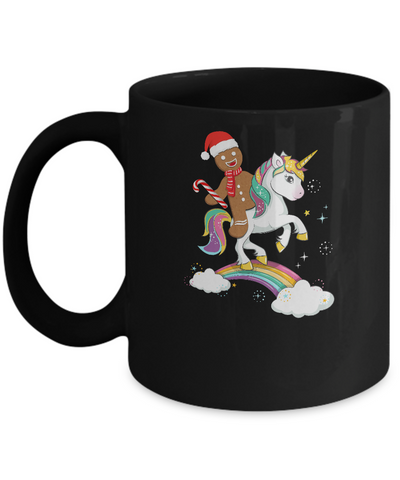Gingerbread Man Riding A Unicorn Christmas Xmas Gift Mug Coffee Mug | Teecentury.com