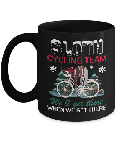 Sloth Cycling Team Lazy Sloth Sleeping On Bicycle Winter Snow Mug Coffee Mug | Teecentury.com