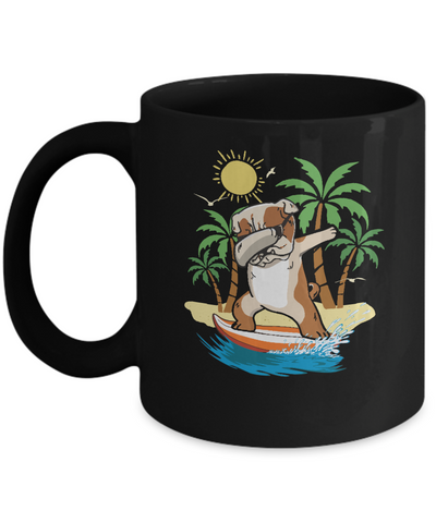 Summer Vacation Dabbing Bulldog Surfing Surfboard Gift Mug Coffee Mug | Teecentury.com