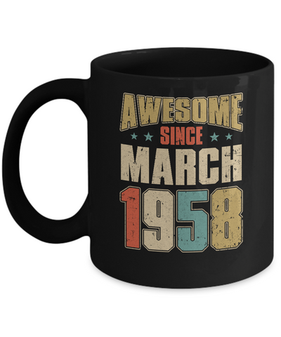 Vintage Retro Awesome Since March 1958 64th Birthday Mug Coffee Mug | Teecentury.com