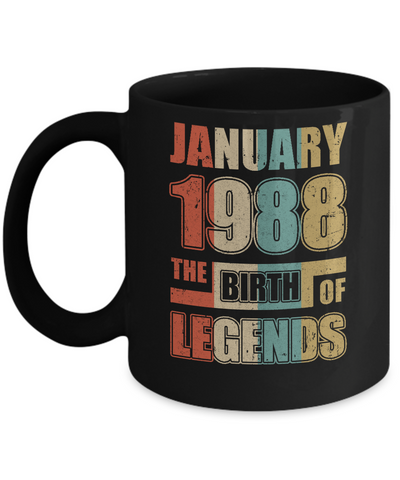 Vintage Retro January 1988 Birth Of Legends 34th Birthday Mug Coffee Mug | Teecentury.com