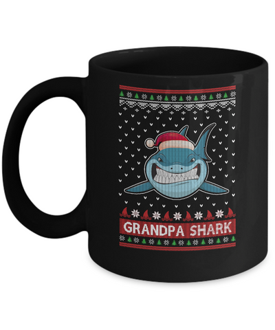 Santa Hat Grandpa Shark Ugly Christmas Sweater Mug Coffee Mug | Teecentury.com