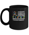 Fight Autism Ribbon US Flag Autism Awareness Mug Coffee Mug | Teecentury.com