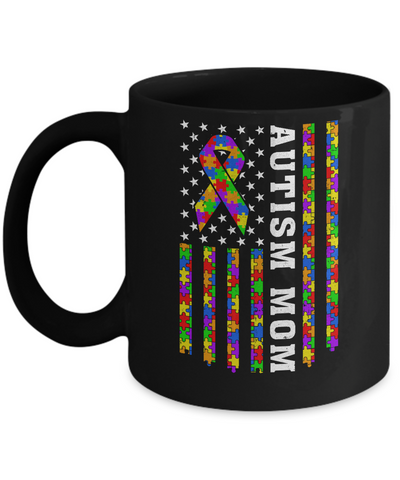 Proud Autism Mom Us Flag Autistic Mommy Mothers Day Mug Coffee Mug | Teecentury.com
