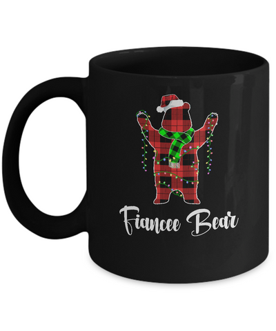 Red Plaid Fiancee Bear Couple Matching Christmas Pajama Mug Coffee Mug | Teecentury.com