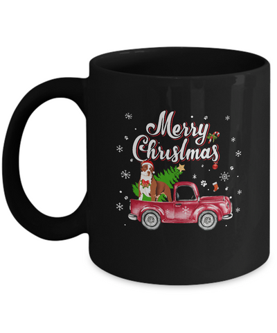 Pitbull Rides Red Truck Christmas Pajama Mug Coffee Mug | Teecentury.com
