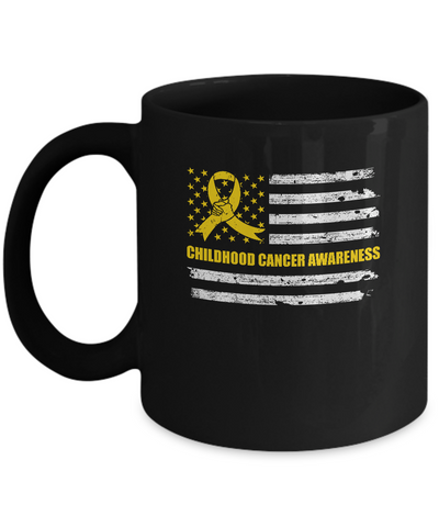Yellow Ribbon Childhood Cancer Awareness US Flag Mug Coffee Mug | Teecentury.com