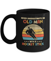 Never Underestimate An Old Man With A Hockey Stick Vintage Mug Coffee Mug | Teecentury.com