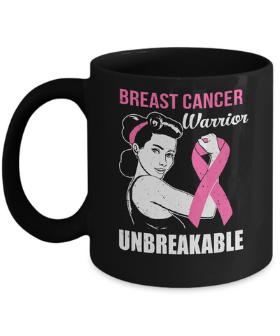Breast Cancer Warrior Unbreakable Breast Cancer Awareness Mug Coffee Mug | Teecentury.com