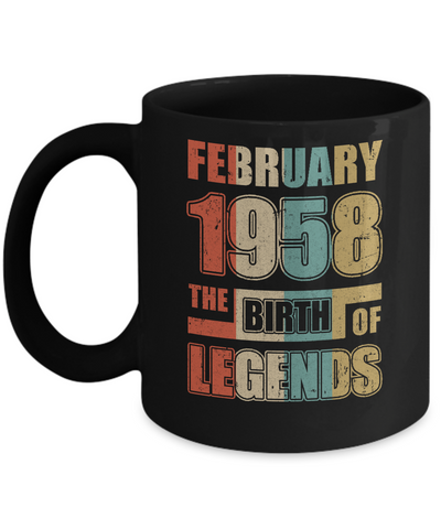 Vintage Retro February 1958 Birth Of Legends 64th Birthday Mug Coffee Mug | Teecentury.com