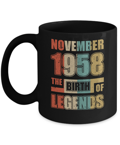 Vintage Retro November 1958 Birth Of Legends 64th Birthday Mug Coffee Mug | Teecentury.com
