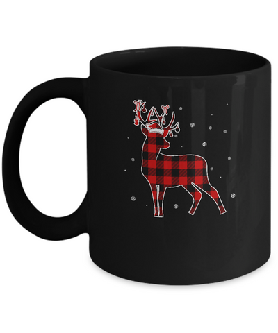 Red Plaid Deer Santa Hat Christmas Buffalo Plaid Mug Coffee Mug | Teecentury.com