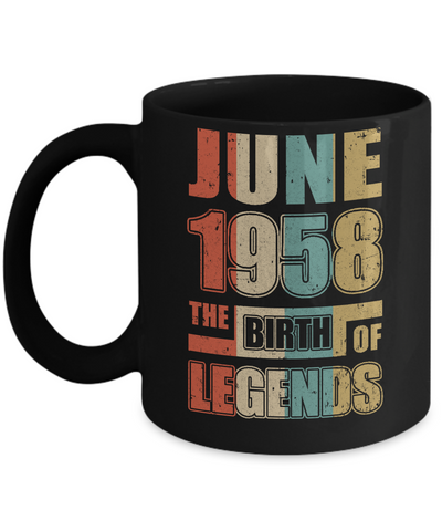 Vintage Retro June 1958 Birth Of Legends 64th Birthday Mug Coffee Mug | Teecentury.com