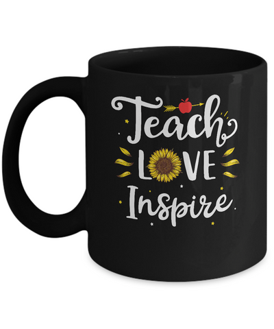 Teach Love And Inspire Teacher Sunflower Mug Coffee Mug | Teecentury.com
