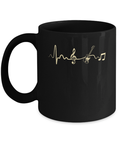 Bass Acoustic Guitar Heartbeat Mug Coffee Mug | Teecentury.com