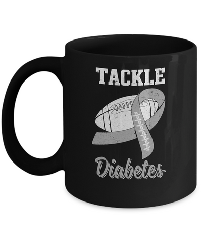 Football Survivor Tackle Gray Diabetes Awareness Mug Coffee Mug | Teecentury.com