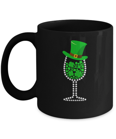 Shamrock Wine Glass Top Hat St Patrick's Day Gift Mug Coffee Mug | Teecentury.com