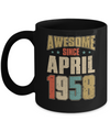 Vintage Retro Awesome Since April 1958 64th Birthday Mug Coffee Mug | Teecentury.com