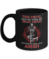 Warrior Woman The Devil Saw Me My Head Down Excited Said Amen Mug Coffee Mug | Teecentury.com