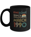 Awesome Since March 1990 Vintage 32th Birthday Gifts Mug Coffee Mug | Teecentury.com