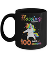 Flossing through 100 Days of School Unicorn Girl Mug Coffee Mug | Teecentury.com