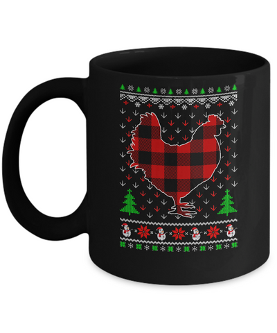Funny Holiday Chicken Red Plaid Ugly Christmas Sweater Mug Coffee Mug | Teecentury.com