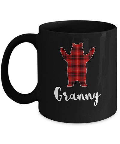 Red Granny Bear Buffalo Plaid Family Christmas Pajamas Mug Coffee Mug | Teecentury.com