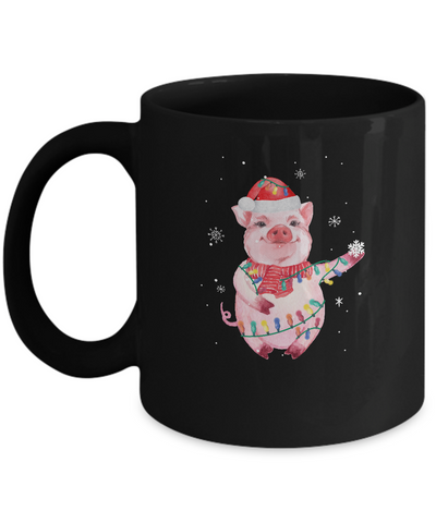 Santa Pig Christmas Lights Pig Lover Christmas Gift Mug Coffee Mug | Teecentury.com