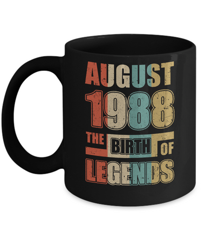 Vintage Retro August 1988 Birth Of Legends 34th Birthday Mug Coffee Mug | Teecentury.com