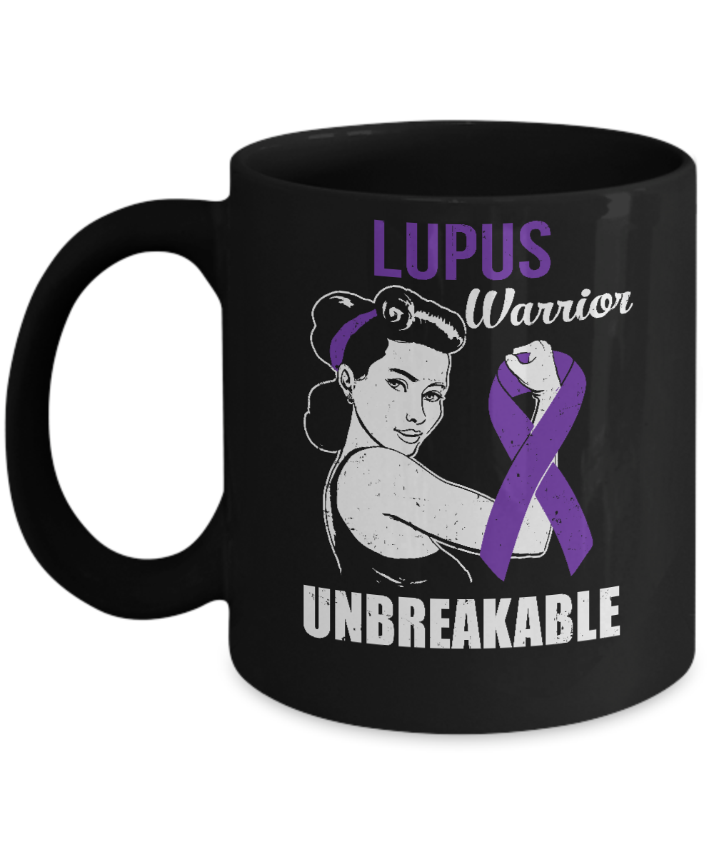 Lupus Awareness Warrior Unbreakable Front & Back Coffee Mug