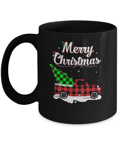 Red Truck Christmas Buffalo Plaid Merry Christmas Mug Coffee Mug | Teecentury.com