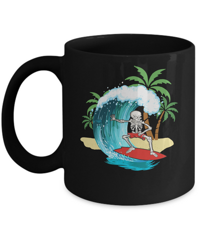 Funny Human Skeleton Skull Surfing Mug Coffee Mug | Teecentury.com