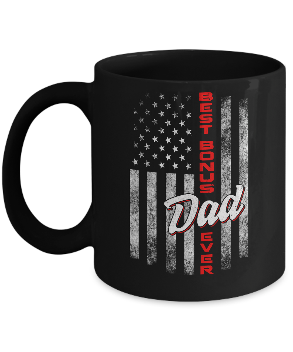 Best Bonus Dad Ever American Flag 4Th Of July Fathers Day Mug Coffee Mug | Teecentury.com