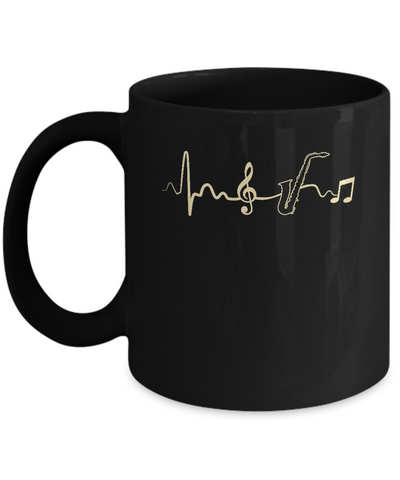 Saxophone Heartbeat Musician Mug Coffee Mug | Teecentury.com