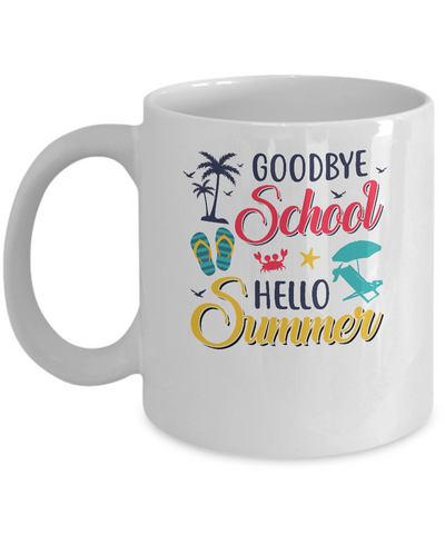 Goodbye School Hello Summer Vintage Retro Style Mug Coffee Mug | Teecentury.com