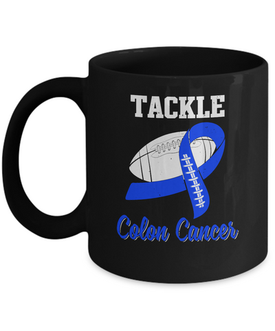Football Survivor Tackle Blue Colon Cancer Awareness Mug Coffee Mug | Teecentury.com