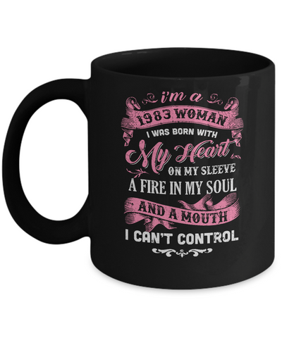 Vintage 1983 Woman 39 Birthday I Was Born With My Heart Mug Coffee Mug | Teecentury.com