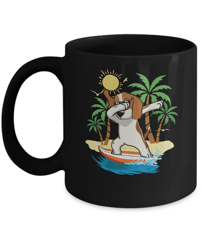 Summer Vacation Dabbing Beagle Surfing Surfboard Gift Mug Coffee Mug | Teecentury.com