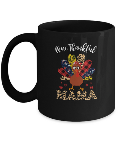 One Thankful Mama Leopard Turkey Thanksgiving Gift Mug Coffee Mug | Teecentury.com