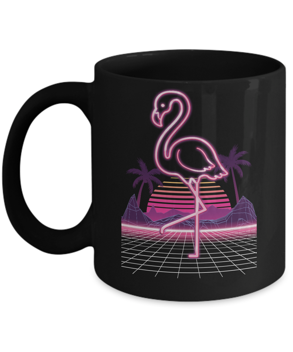 80s Retro Neon Sign Pink Flamingo Bird Mug Coffee Mug | Teecentury.com