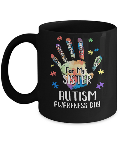 Support Autism Awareness For My Sister Puzzle Gift Mug Coffee Mug | Teecentury.com
