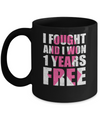I Fought An I Won 1 Year Free Fight Support Breast Cancer Mug Coffee Mug | Teecentury.com