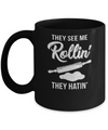 Funny They See Me Rolling They Hating Cook Rolling Pin Mug Coffee Mug | Teecentury.com