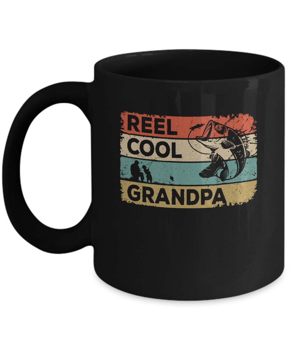 Vintage Reel Cool Grandpa Fish Fishing Fathers Day Mug 11oz