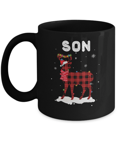 Son Deer Red Plaid Christmas Family Matching Pajamas Mug Coffee Mug | Teecentury.com