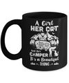 A Girl Her Cat And Her Camper It's A Beautiful Thing Camping Mug Coffee Mug | Teecentury.com