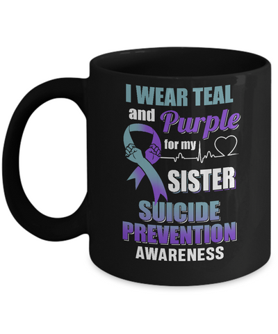 I Wear Teal Purple For My Sister Suicide Prevention Mug Coffee Mug | Teecentury.com